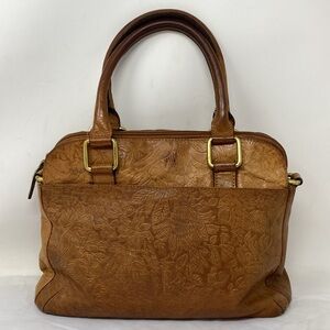 Great American Leather Works Cowhide Floral Design Top Handle Bag